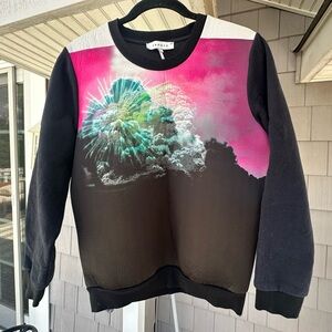 Sandro Black and Pink Graphic Crewneck Sweater